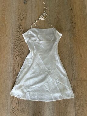 Isalis White Strapless Halter A-Line Dress